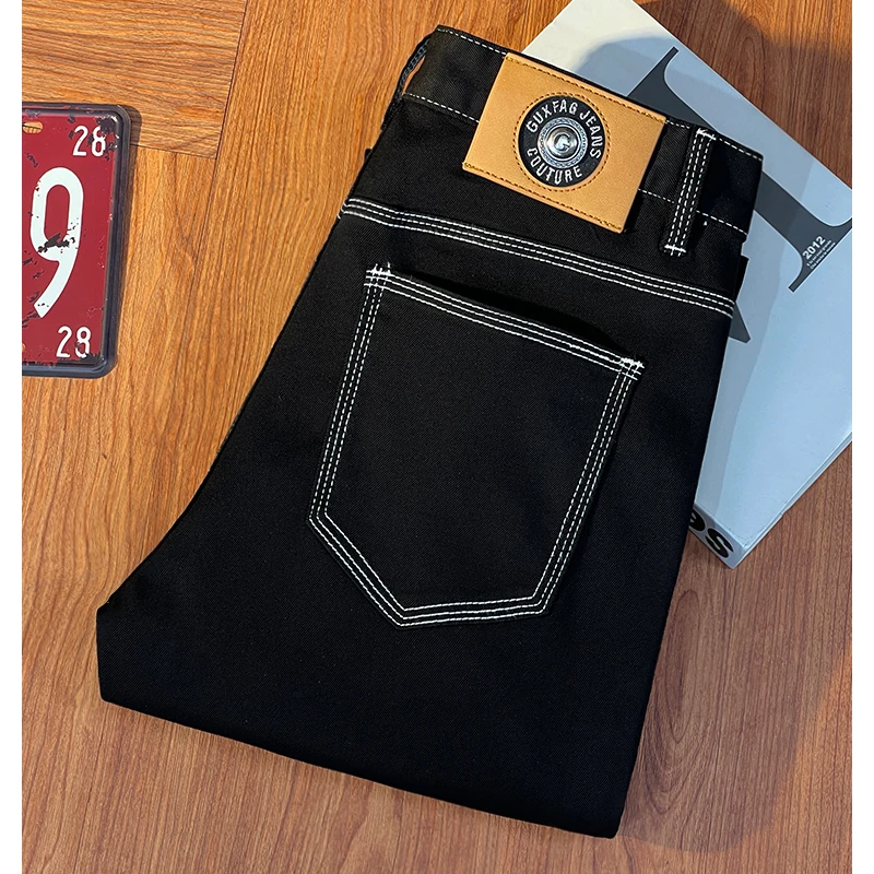 轻奢潮牌黑色九分牛仔裤男修身显瘦小脚裤夏季薄款新款高级感长裤