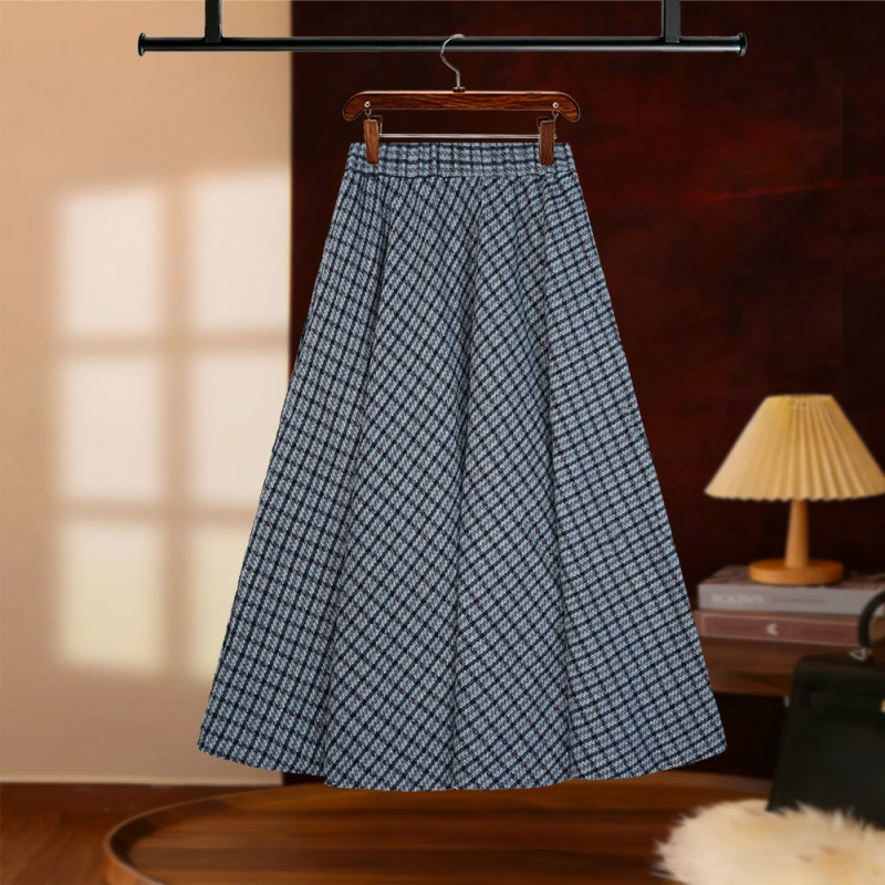 【NANA专属】2025秋冬经典格纹复古半身裙高腰设计显瘦显优雅D8232