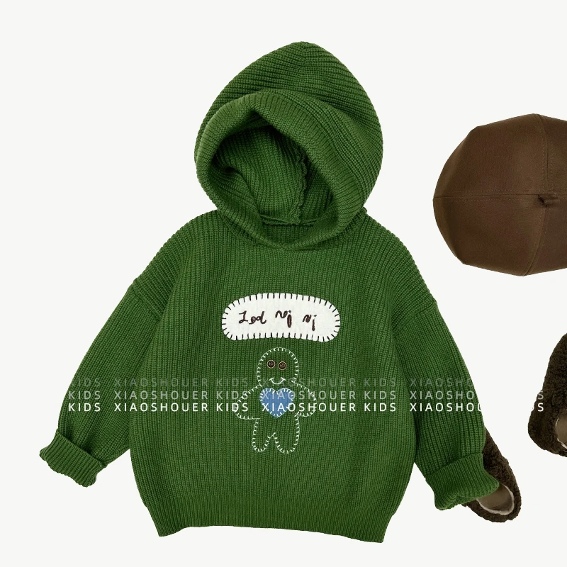 【小饭团】男女童秋季潮流韩版软糯刺绣针织连帽毛衣HBB5932