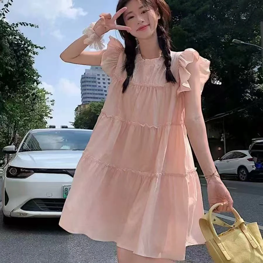 甜美温柔飞飞袖连衣裙女夏季-87959