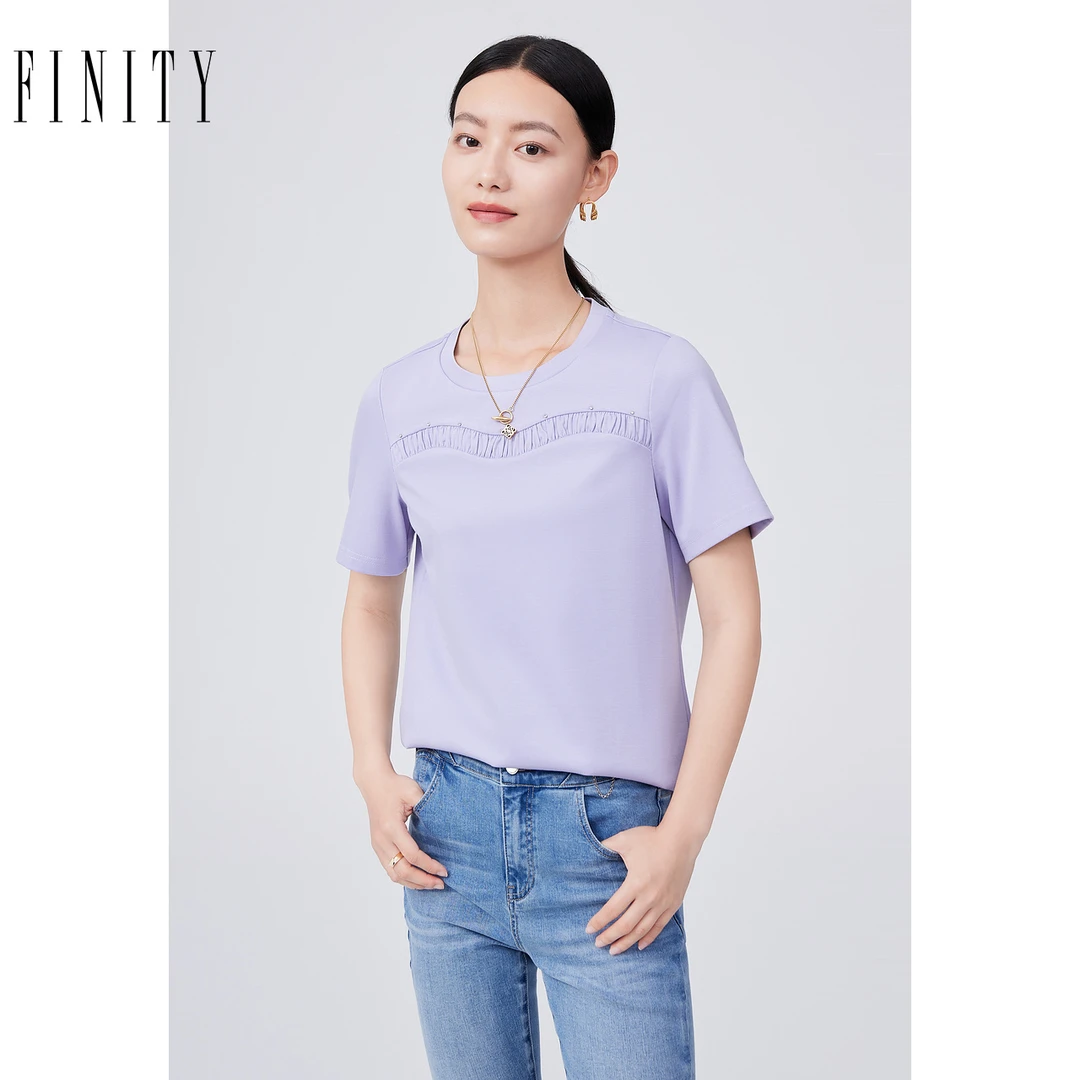 【粉丝专享】FINITY 新款T恤简约气质套头时尚休闲上衣 F21W5B05U1