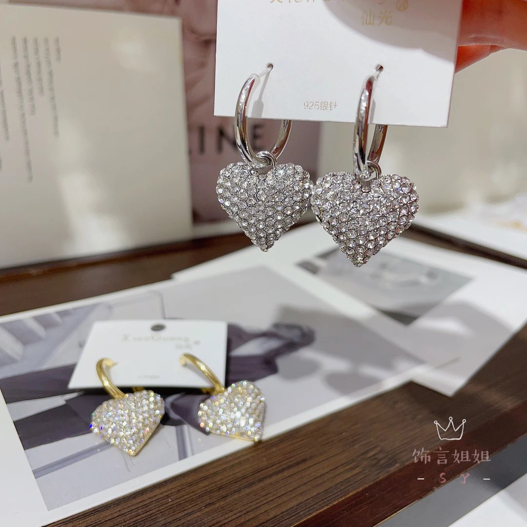 合金仿珍珠耳饰 一款多戴轻奢满钻爱心耳环气质百搭蝴蝶耳环