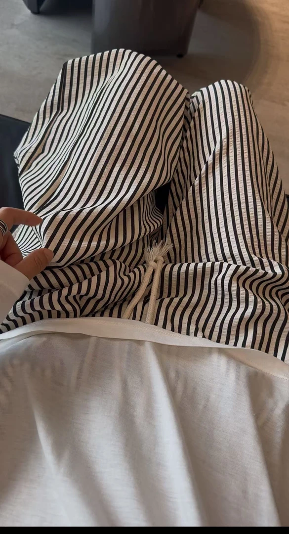 夏季显瘦休闲条纹阔腿裤