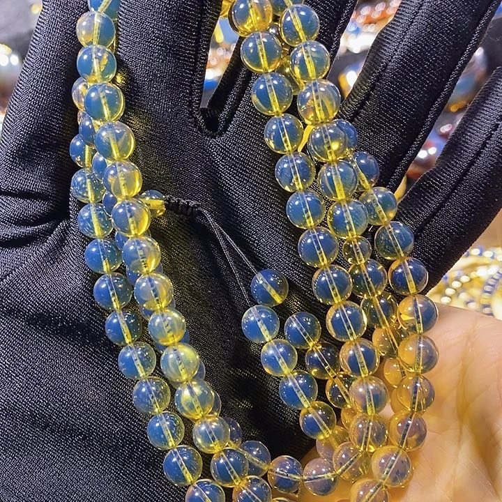 蓝珀未镶嵌珠宝奇石墨西哥蓝珀佛珠7