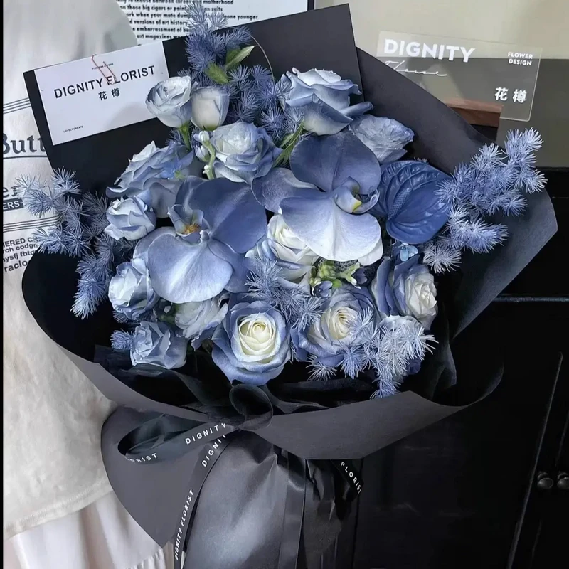 【高档男士生日花束】蝴蝶兰马耳他黑骑士玫瑰鲜花速递同城配送领导