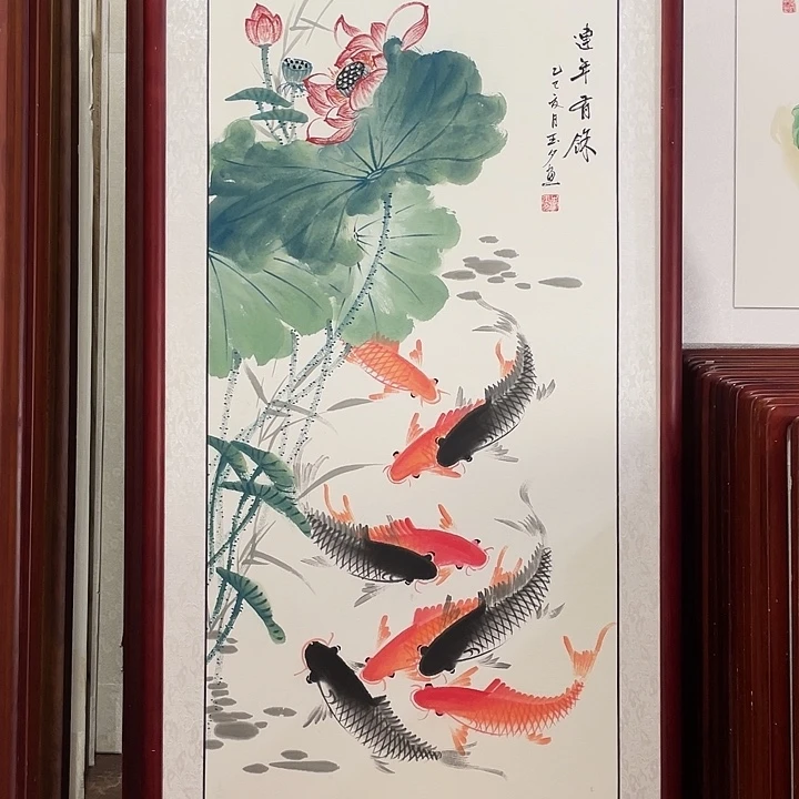 启***星国画带框尺寸63*123厘米