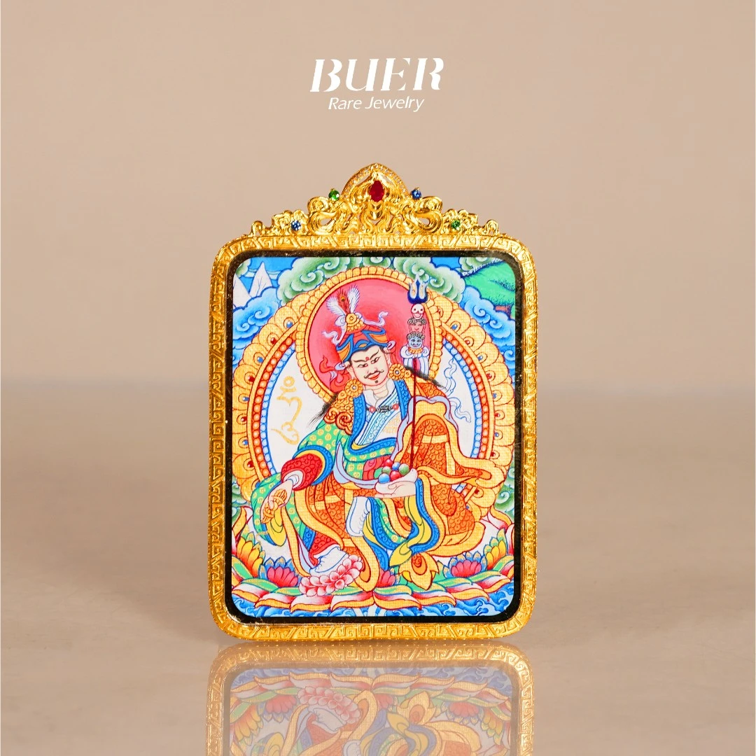 【不二】大师手绘唐卡 • 18K莲花生大士吊坠