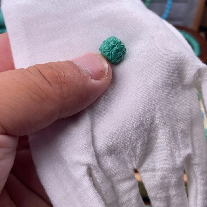 直径11绿色并蒂莲花珠