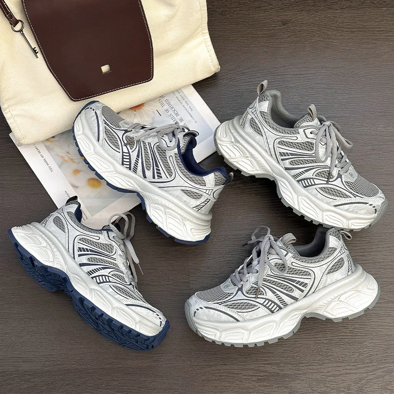 老爹鞋女系带休闲时尚鞋休闲跑步鞋透气春秋2025新款百搭运动女鞋