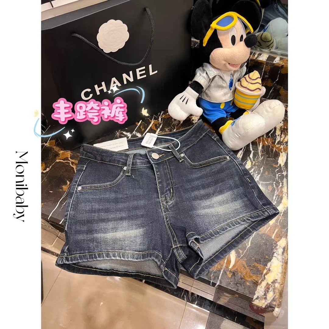 Moni【丰跨V腰短裤】巨显腰线辣妹包臀高弹力丰跨牛仔短裤