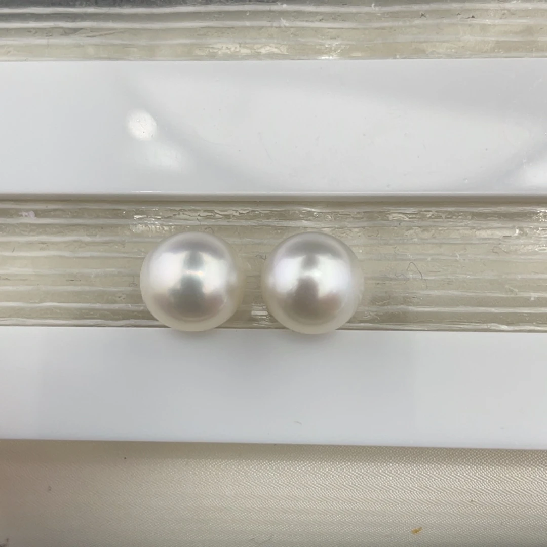 海水珍珠裸珠9.3mm冷光澳白对珠