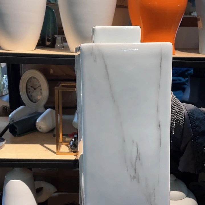 陶瓷花瓶，仿真绿植。