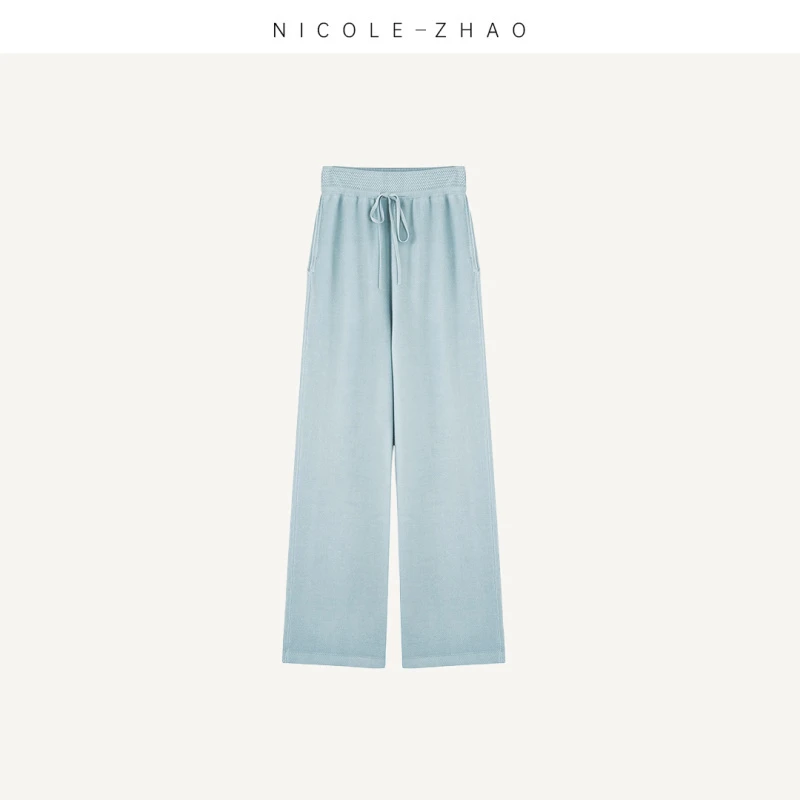 S26331【贵姐NICOLE】高端设计师款修身显瘦休闲裤牛仔针织直筒