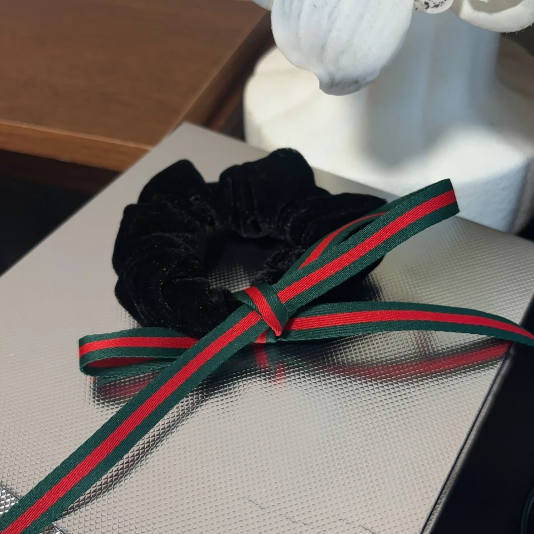 设计款拼色蝴蝶结发圈T221