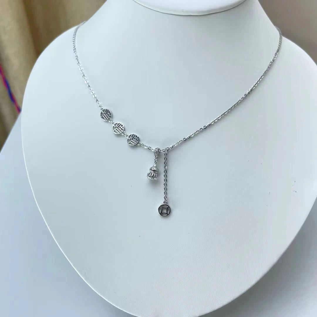 PT950铂金项链 福字葫芦铜钱套链 可调40/42.5/45+5cm S 50320