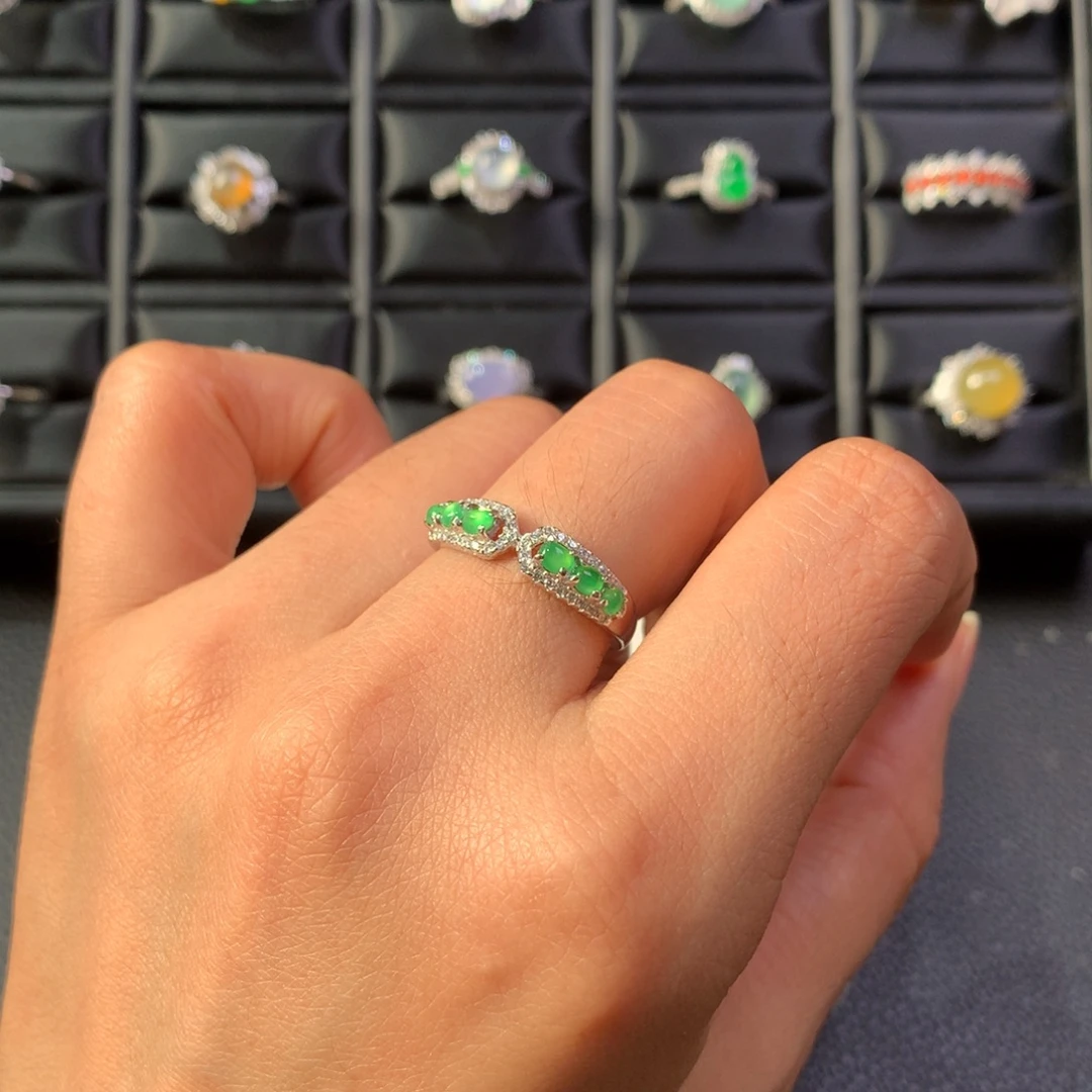 翡翠银S925镶嵌戒指