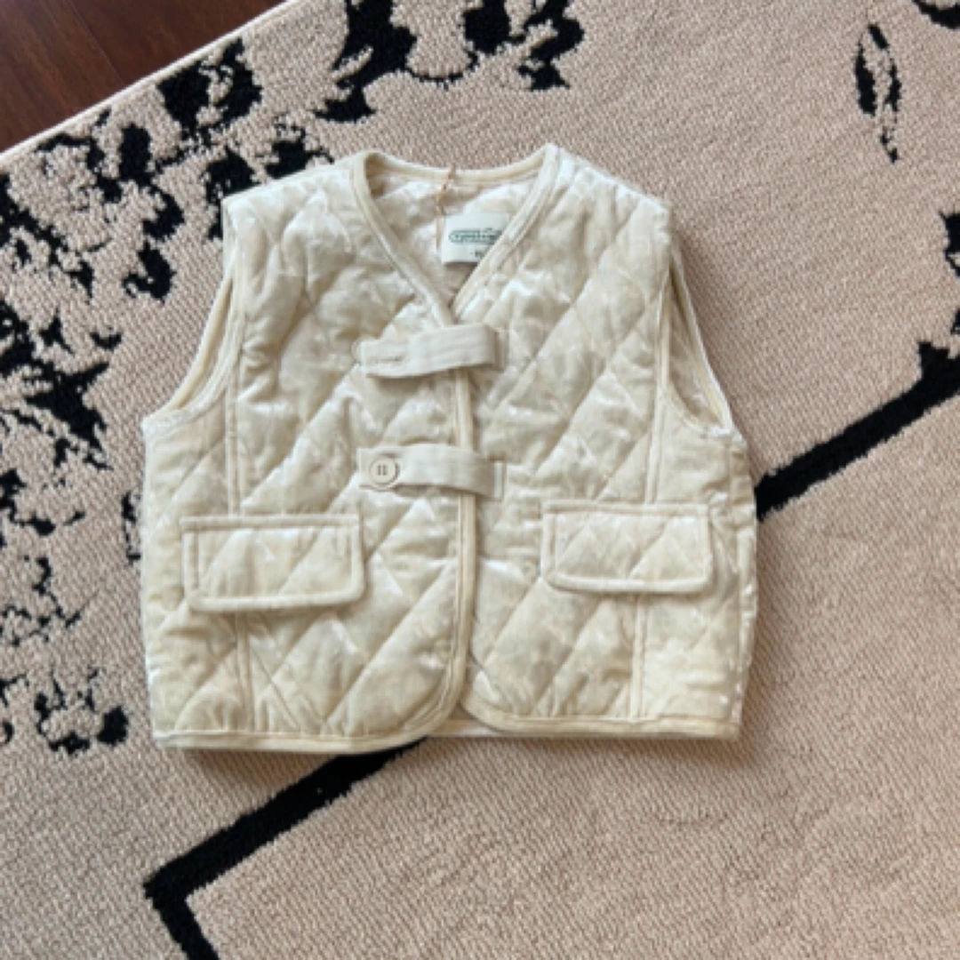 【编号P787】Y244083362-34-儿童韩系休闲丝绒马甲米杏色-yew