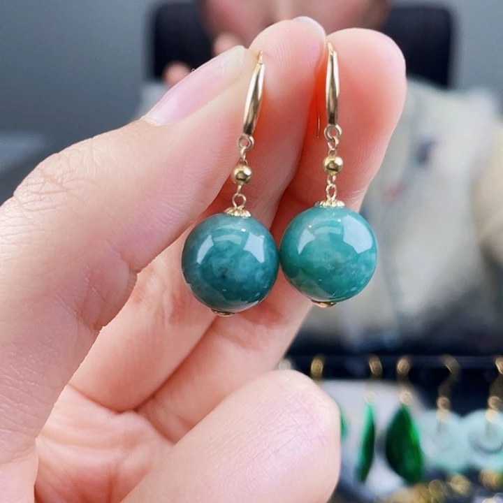 翡翠耳饰18K金镶嵌饰品