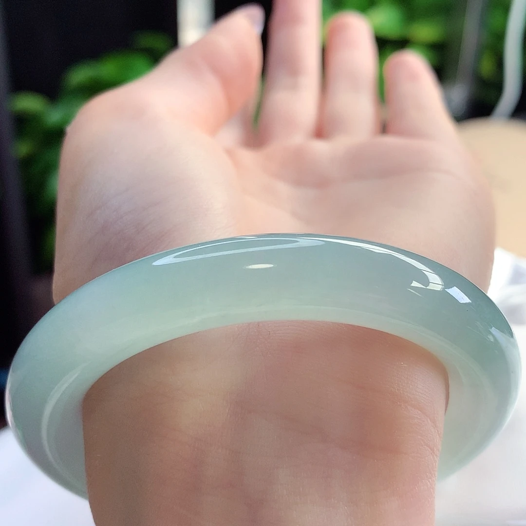 未镶嵌手镯翡翠天然A货翡翠55-56青提葡萄肉 胶莹棒14号