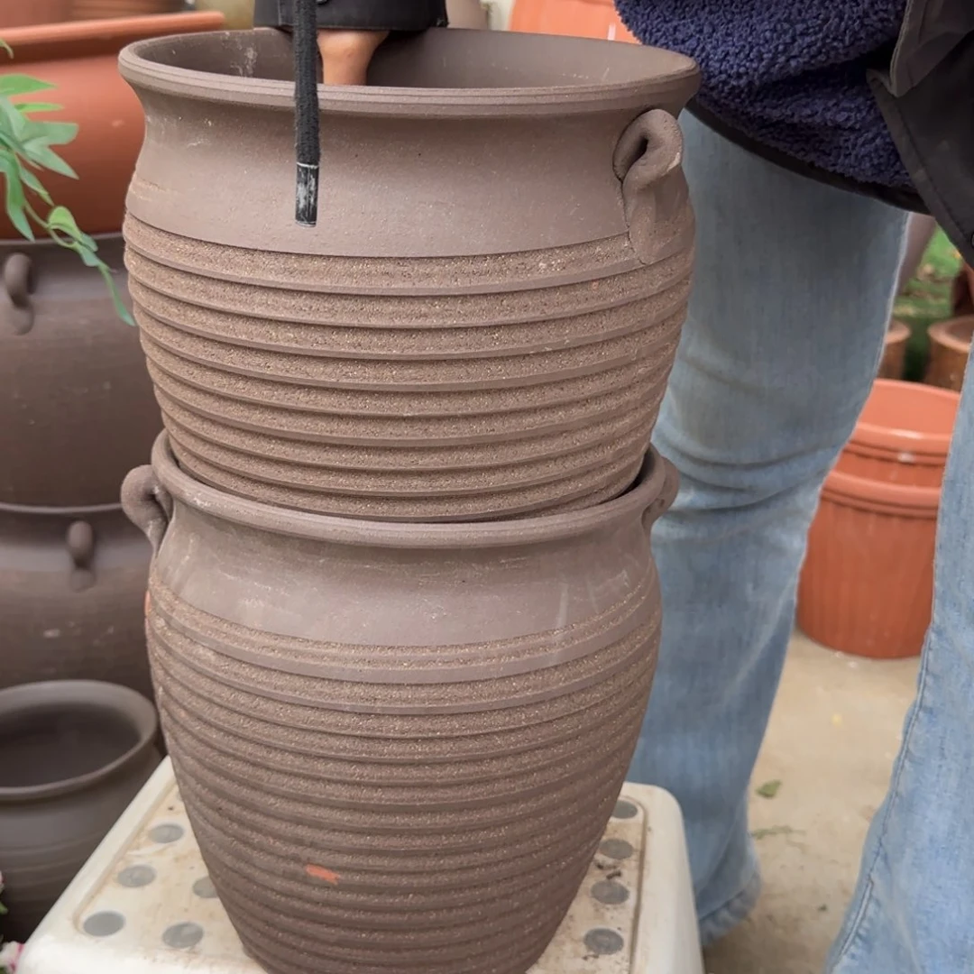 紫砂花盆口24高26宜兴紫砂瑕疵花泥粗糙