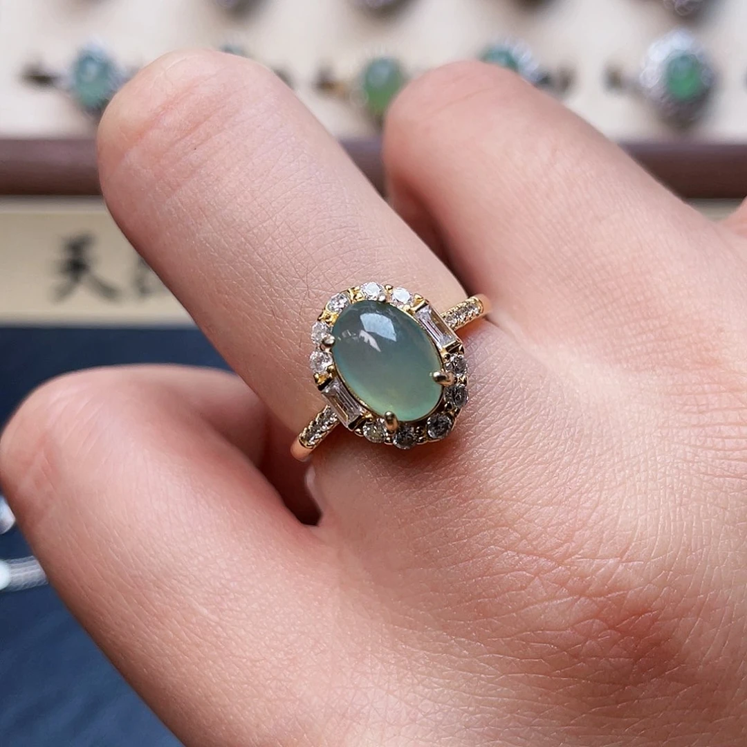 翡翠戒指银S925镶嵌戒指