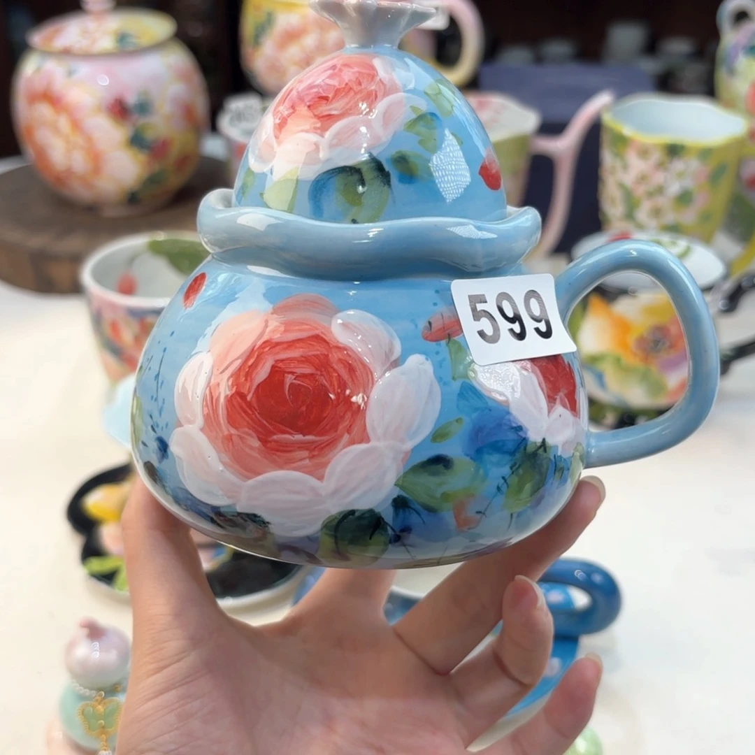 景德镇手绘高温釉下彩陶瓷茶具