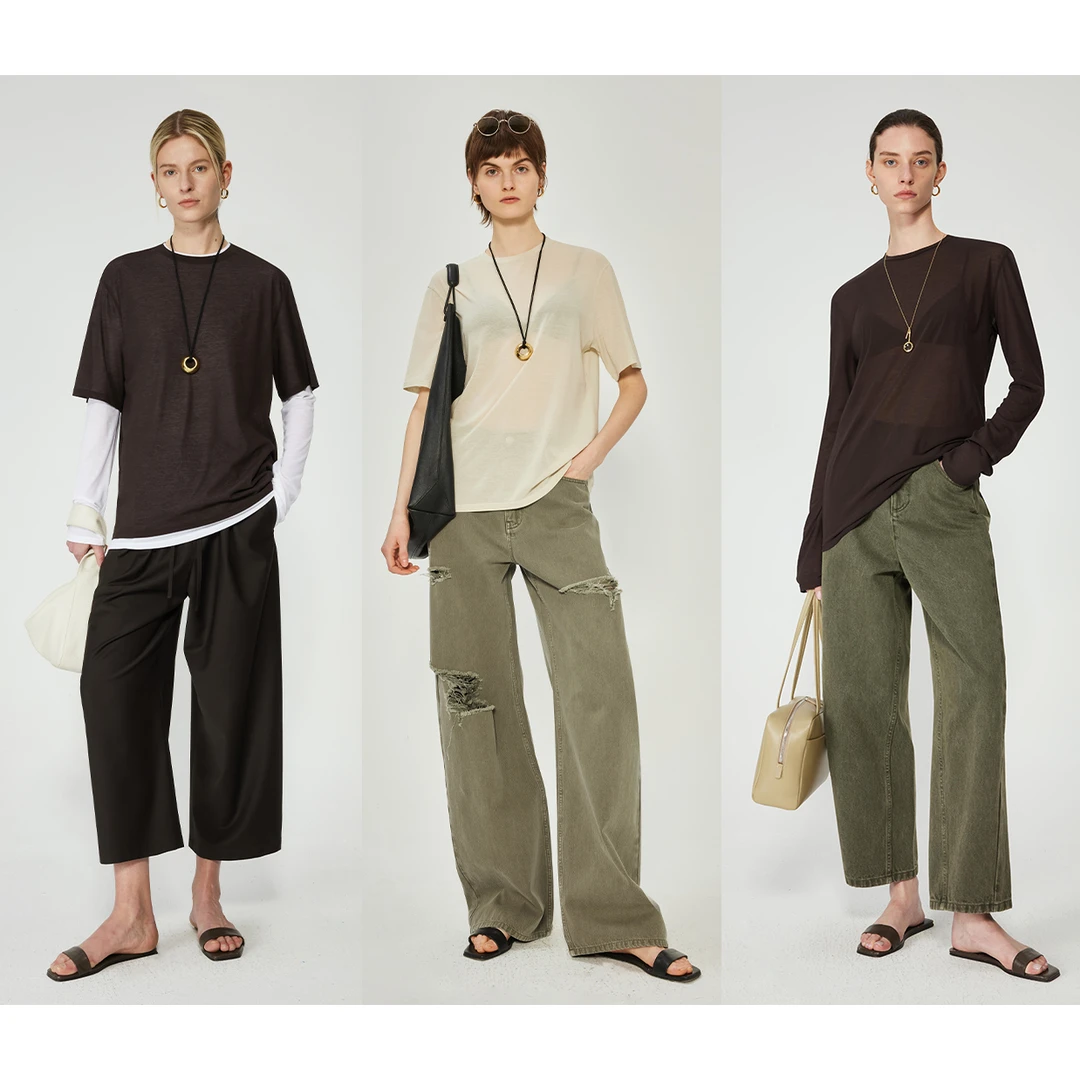 开间黑标/日本进口 M1U同厂苣轻薄高弹强捻棉叠穿长短袖气泡T恤