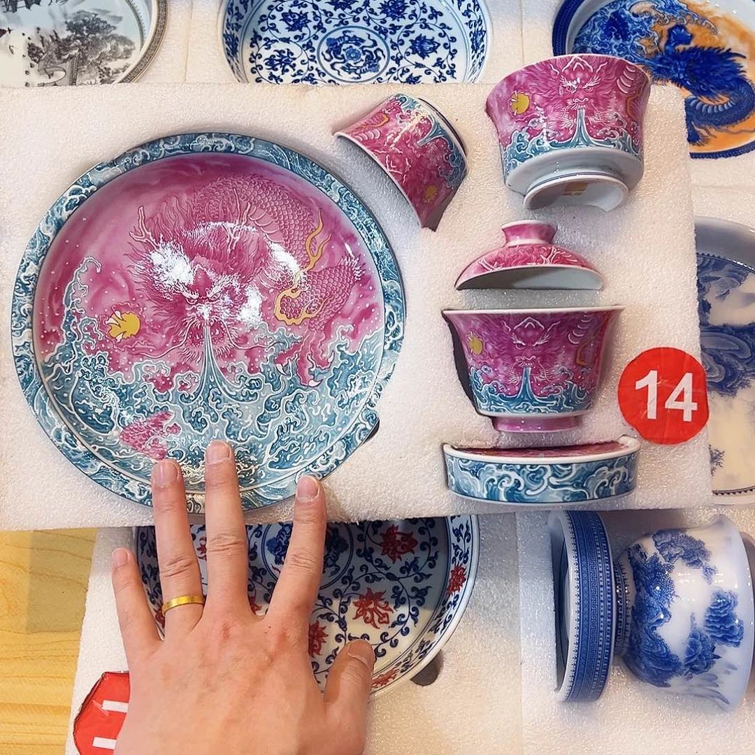 魔***鱼胭脂红龙五件套8868959