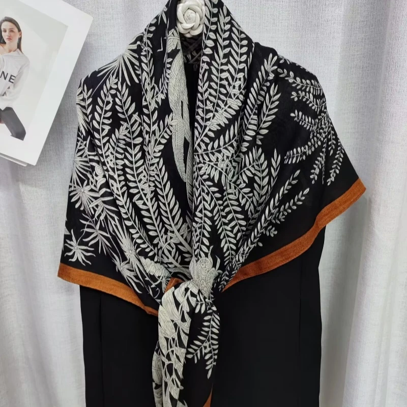 2025新款棉麻棉柔质感130cm时尚方巾秋冬气质百搭保暖方巾披肩女