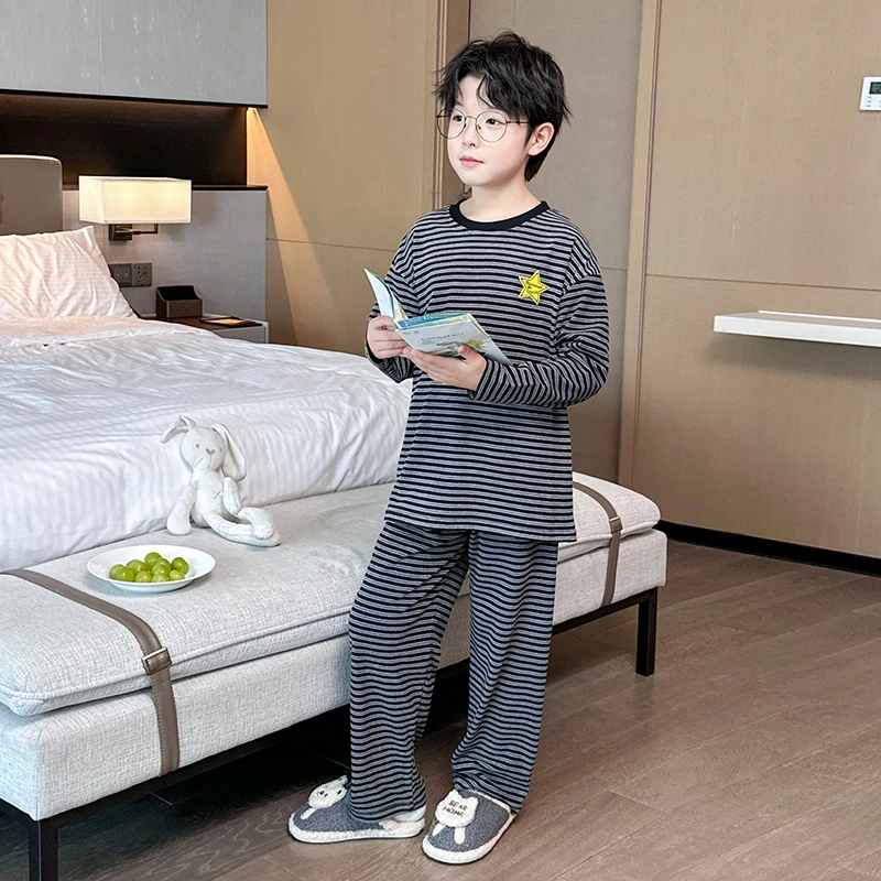 儿童装男童秋装休闲睡衣2025新款春秋款中大童秋季男孩长袖家居服