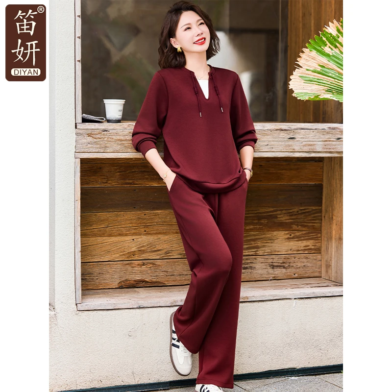 妈妈秋装套装洋气2025新款时尚卫衣中老年女春秋休闲运动服两件套