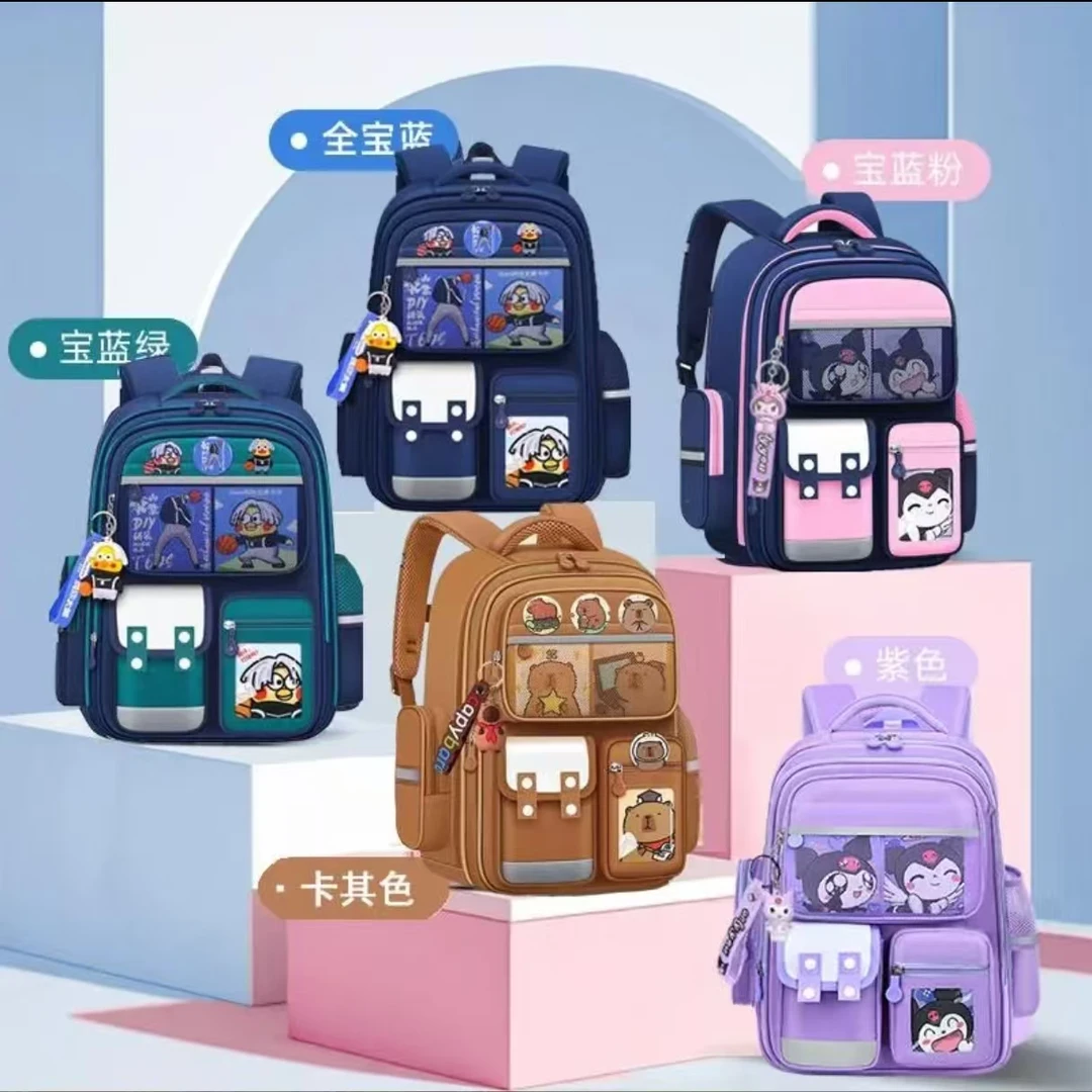 新版儿童双肩大容量减负护脊轻便耐脏儿童小学生1-6年级书包魔童