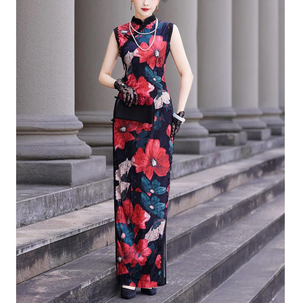 2025春夏新中式年轻款女无袖长款旗袍夏季气质高端覆古民国风优雅