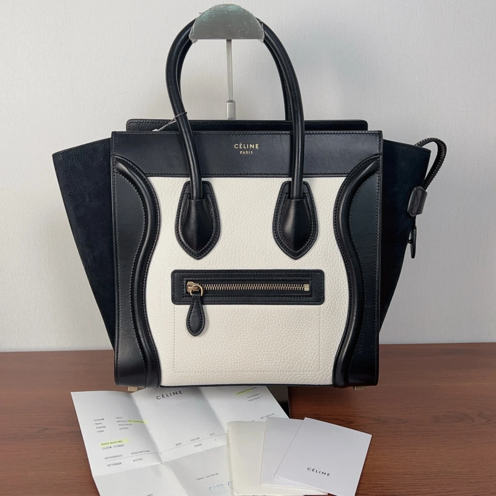 95新 Celine/思琳 celine赛琳带票全皮款手提包cj7095
