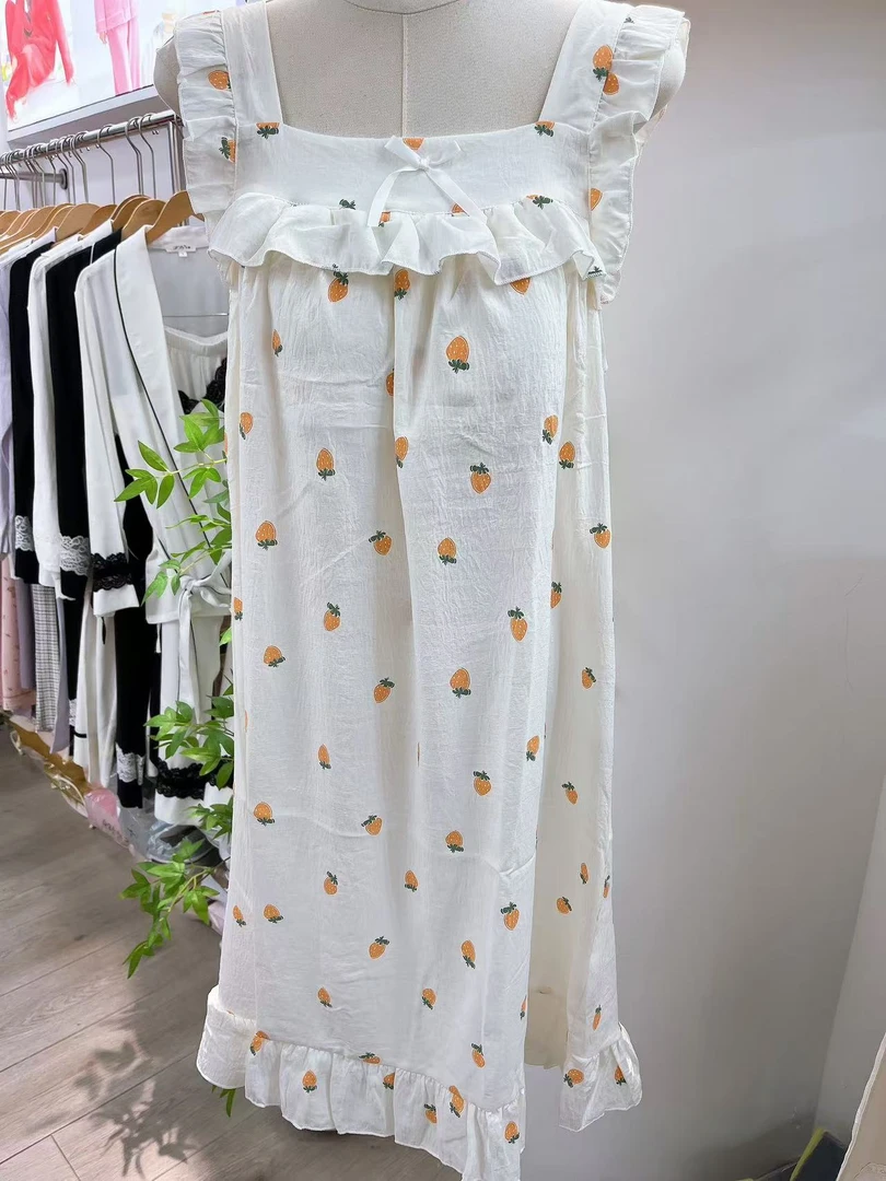 春夏韩版小清新棉纱睡裙长袖