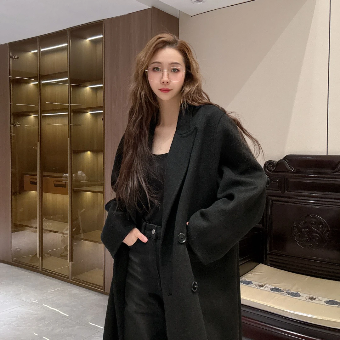 【维尼专属】241025宽松羊毛大衣中长款秋冬韩版气质双排扣
