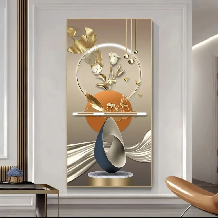 现代简约玄关装饰画后现代几何挂画轻奢抽象大气走廊过道竖版壁画