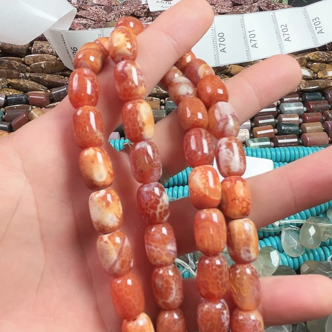 玛瑙/玉髓合金珠宝半成品A695，红龙纹玛瑙一条10*15mm