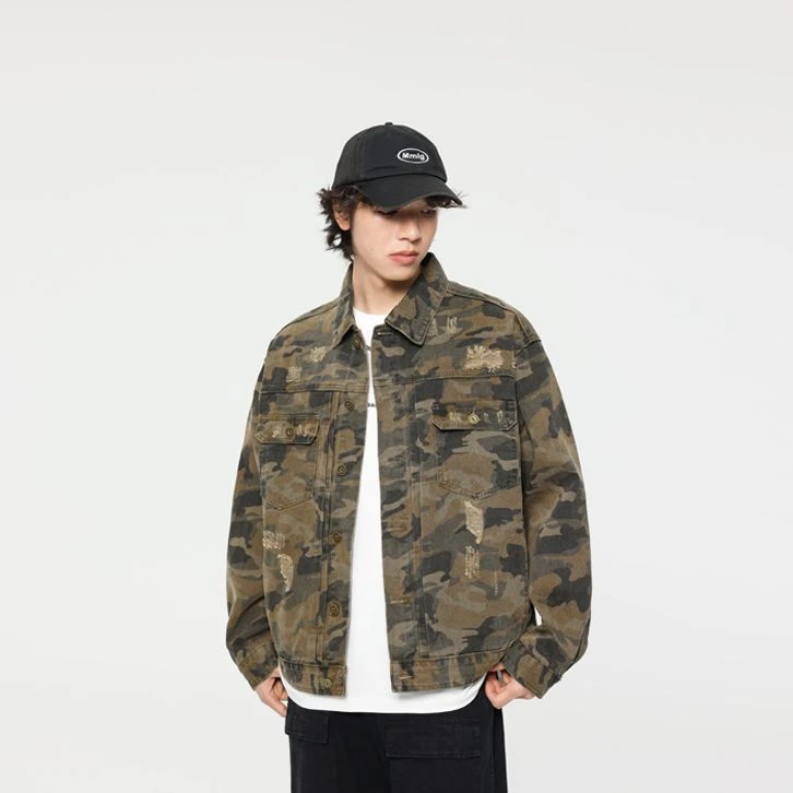 复古沙漠迷彩重磅系列宽松美式牛仔外套2025年炸街嘻哈潮牌高级感