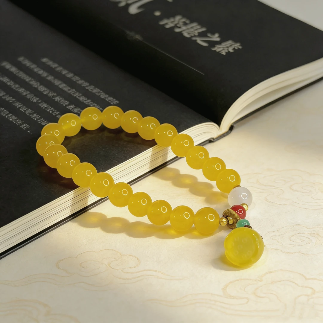 黄玛瑙莲蓬单圈手串