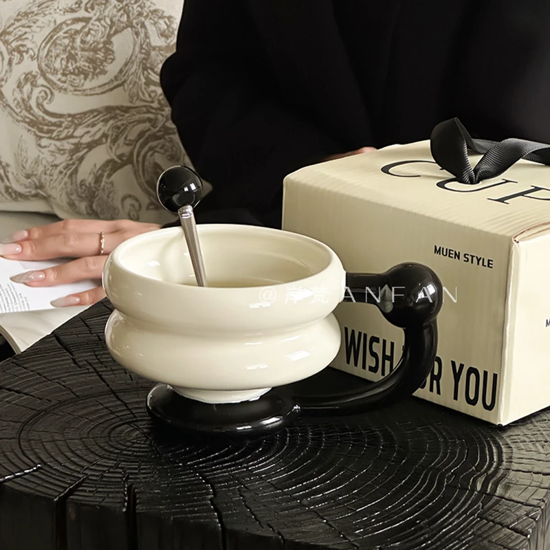 岸梵创意甜甜圈马克杯陶瓷杯家用喝水杯子早餐杯办公室水杯咖啡杯