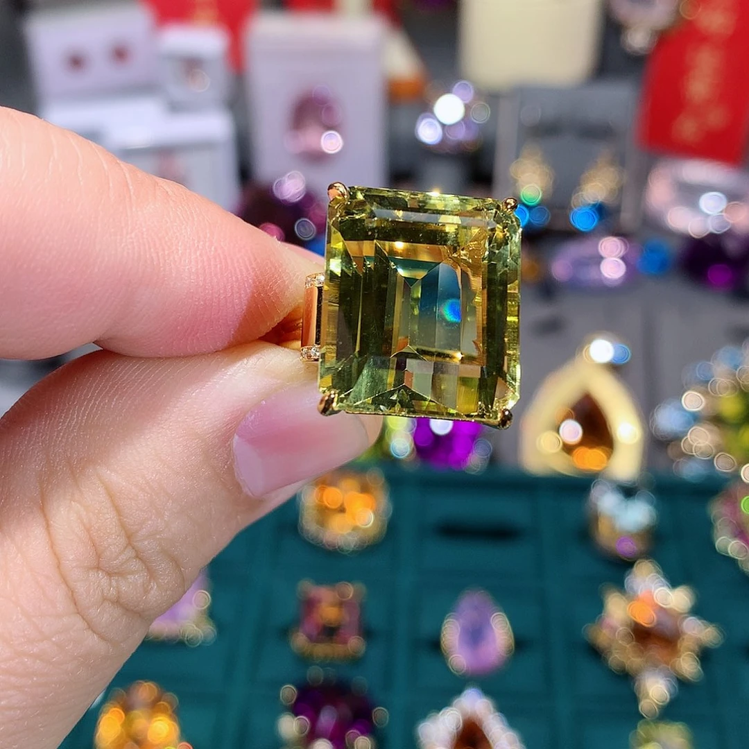 水晶戒指银S925镶嵌戒指