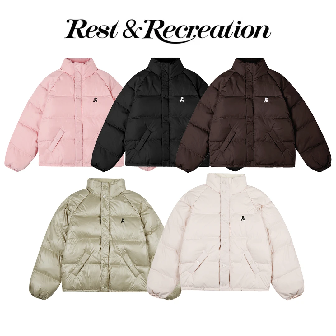 RestAndRecreation迪丽热巴同款羽绒服rr粉色宽松休闲外套女