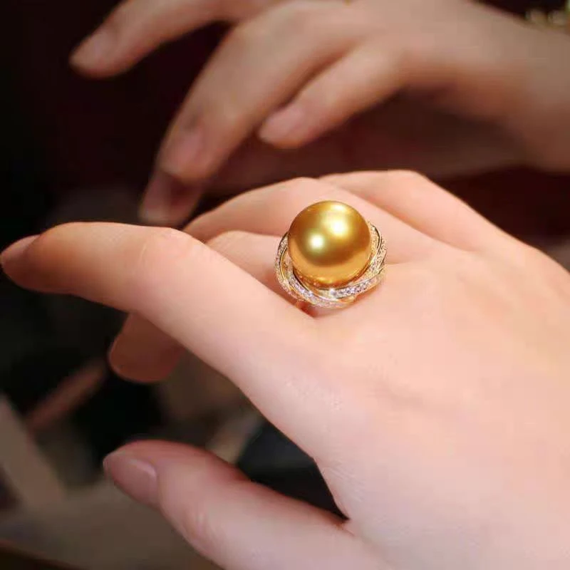 合金戒指 气质时尚茶金色强光卡14M可调节奢华镶嵌满钻鸟巢女王款