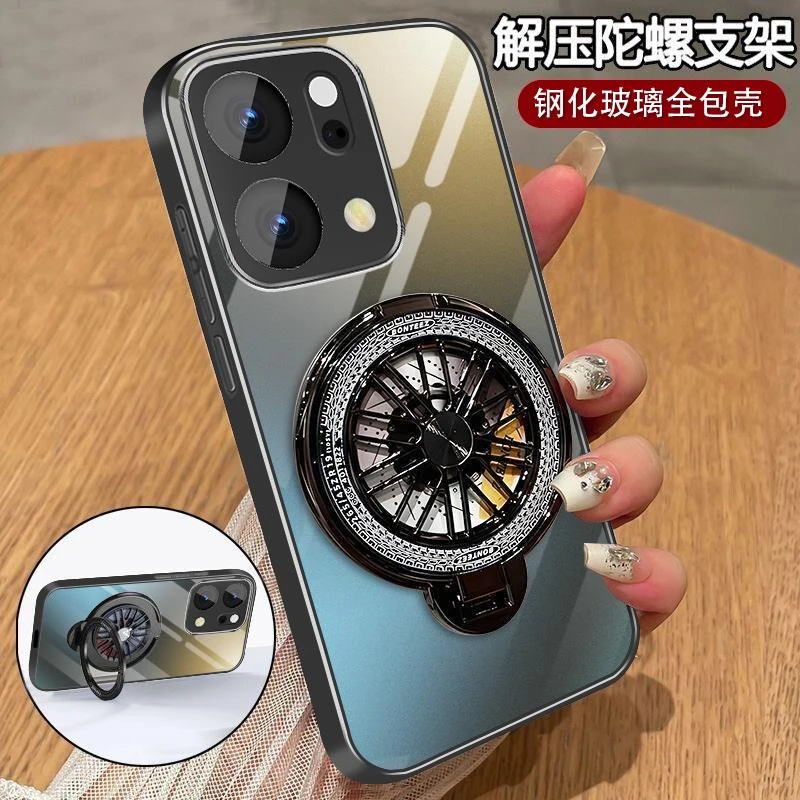 适用oppoReno14pro手机壳reno14新款解压陀螺支架Por钢化玻璃0pp0