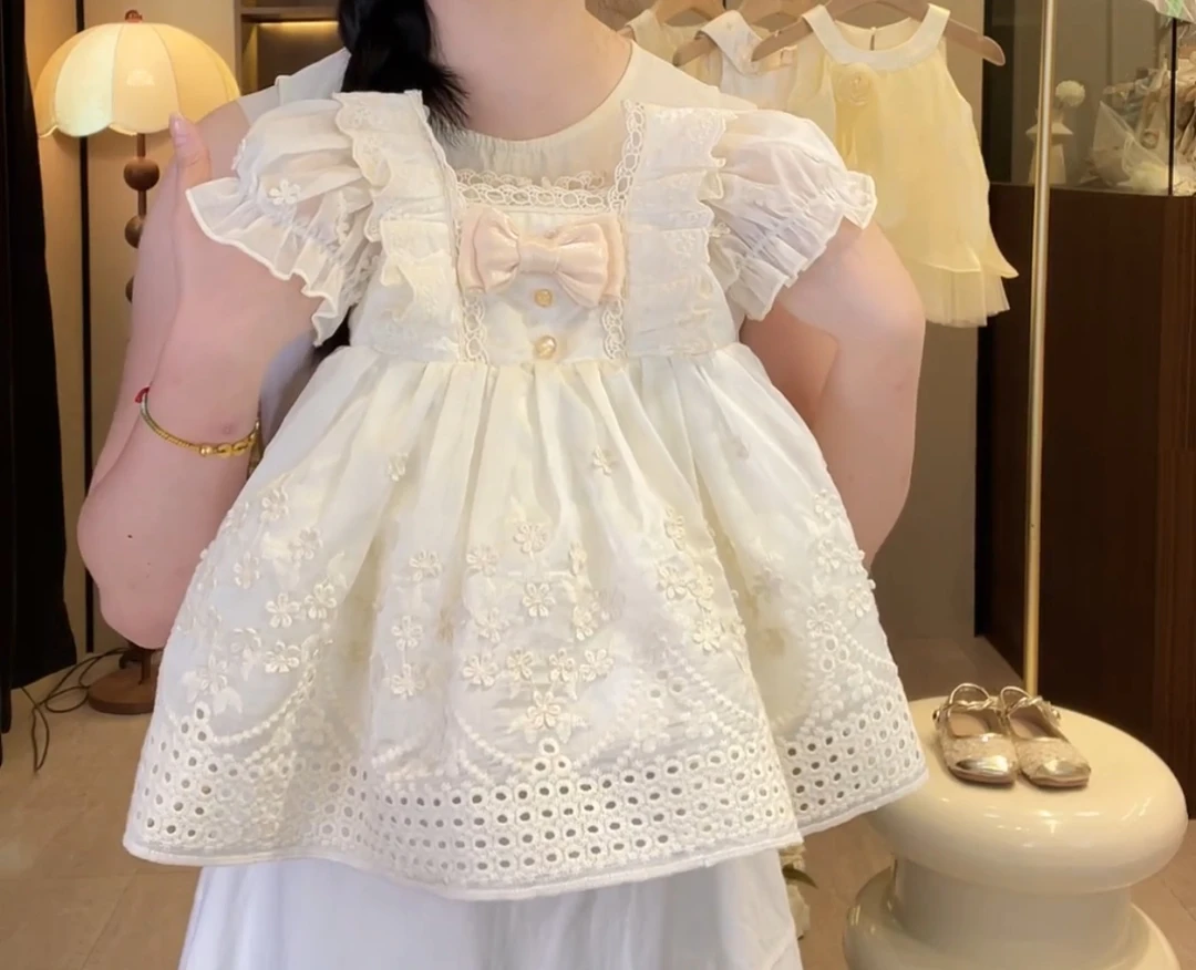 女童法式洛丽塔公主裙2025夏新款周岁礼服小童宝宝生日洋气连衣裙
