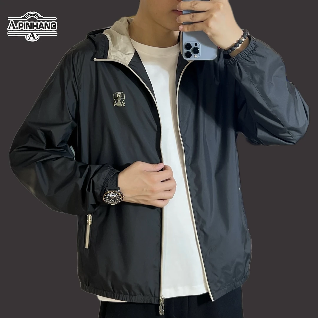 基础大众速干连帽直下摆舒适夹克上衣潮流男士休闲-25101