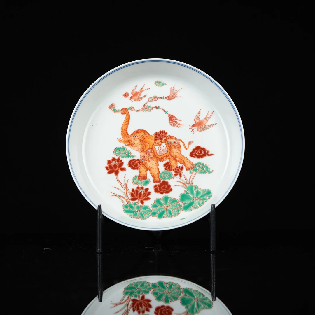 【利贞】矾红吉象壶承直径15.5cm纯手绘制茶具LQT