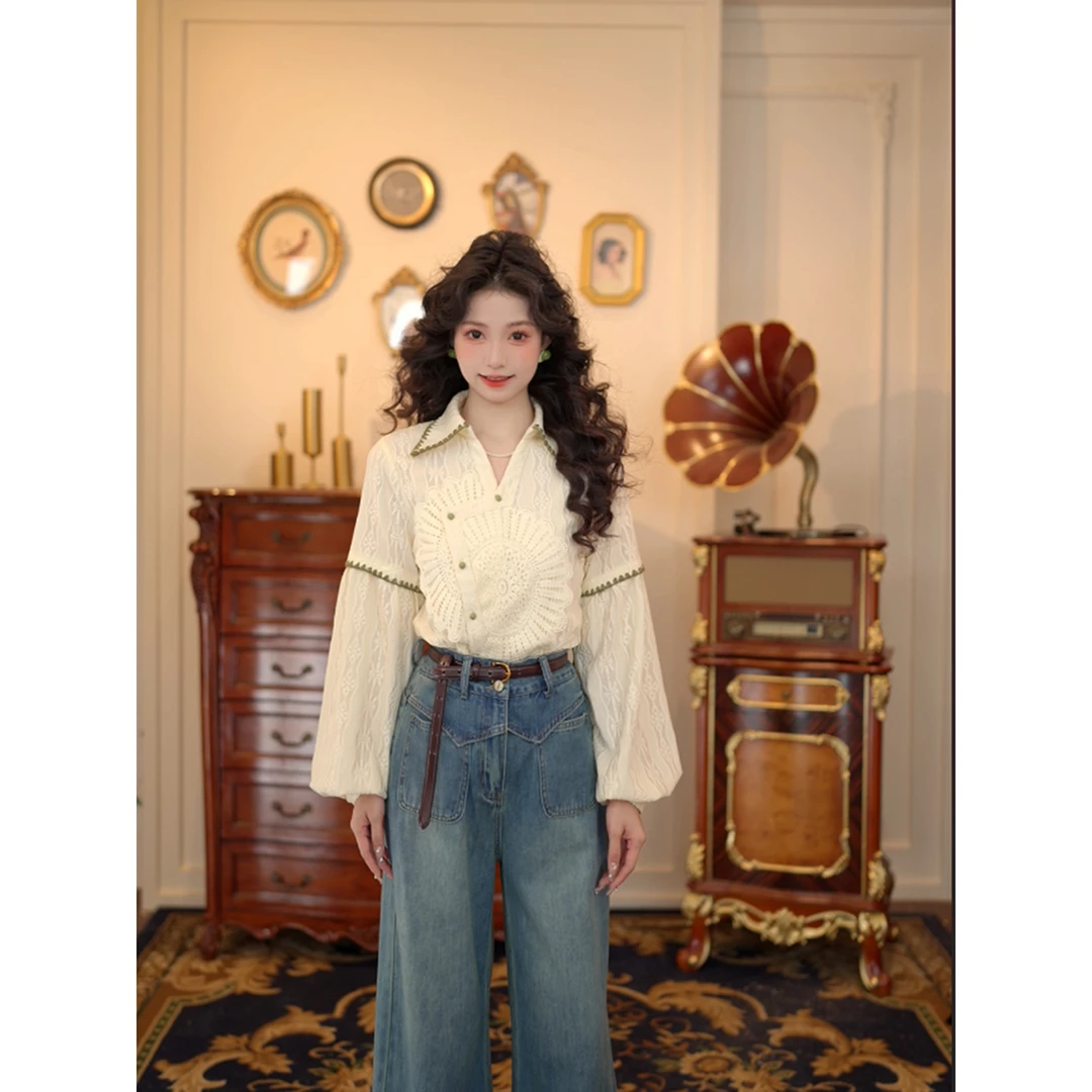 陈大器【小太阳】复古肌理感设计感长袖秋季宽松百搭衬衫JA5468087