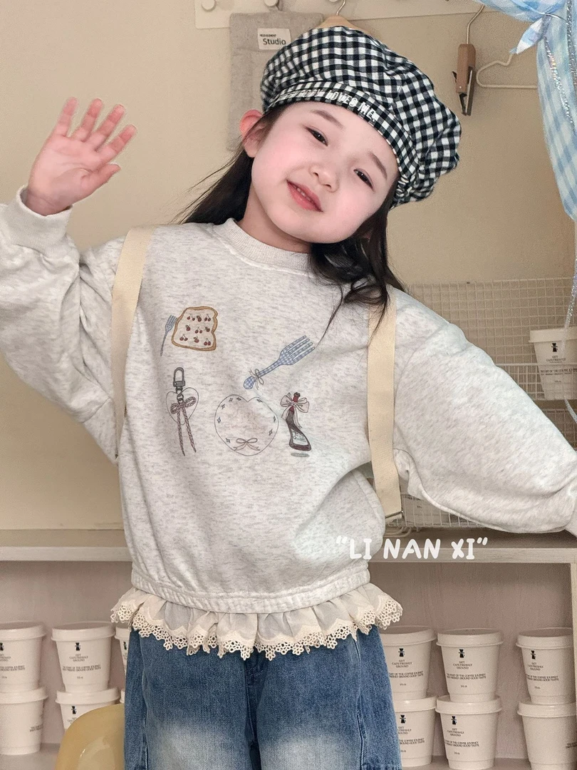 里南希-花边卡通印花卫衣-洋气-85085